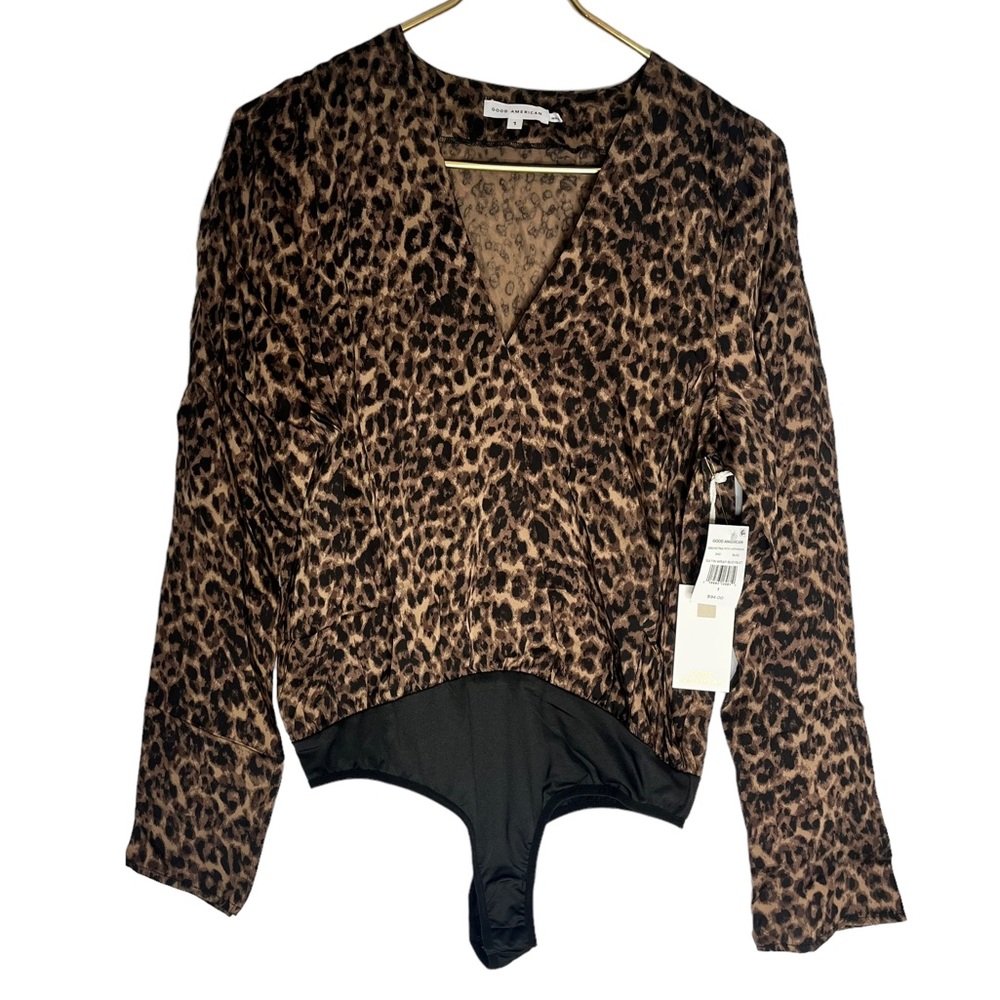 NWT Good American Flowing Faux Wrap Leopard Bodysuit Small - Picture 6 of 12